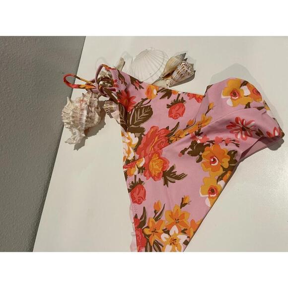 Aerie Floral Pink Bikini Bottoms with side ties- Size S NWT - Picture 5 of 5